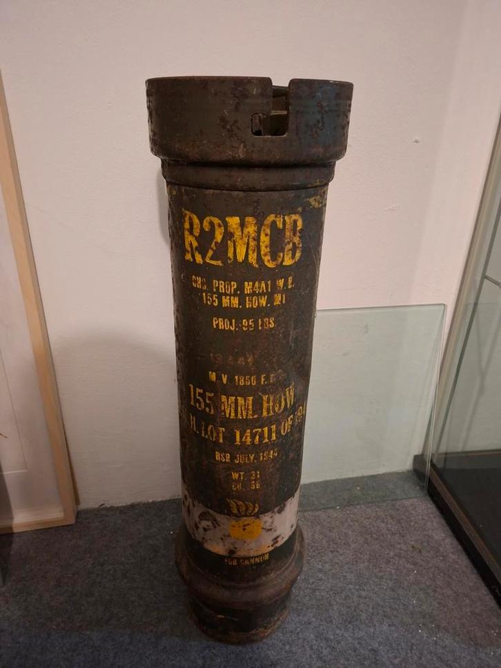 WWII 155mm Howitzer Granaat Container 1944, Verzamelen, Militaria | Algemeen, Overige soorten, Kist of Geocache, Overige gebieden