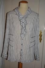 Bonita, chique witte blouse, grijs streepje, maat 48, Kleding | Dames, Blouses en Tunieken, Maat 46/48 (XL) of groter, Bonita