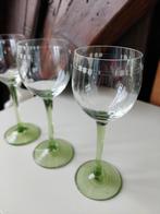 Anna groene Art deco glazen - groene steel uraniumglas, Ophalen of Verzenden