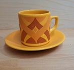 Retro kop en schotel - knalgeel, Ophalen of Verzenden