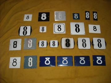 oud emaille huisnummer 8 ook 9 10 11 12 13 14 15 16 17 18 19 beschikbaar voor biedingen