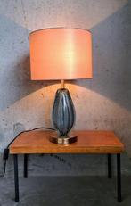 Elegante Moderne Design Lamp Blauw Glas Gouden Kap, 50 tot 75 cm, Ophalen of Verzenden, Zo goed als nieuw, Glas