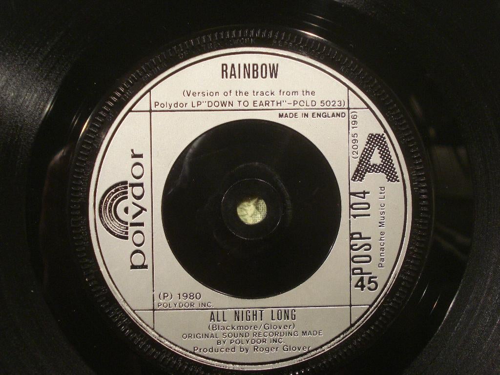 Rainbow 7" Vinyl Single: ‘All night long’ (UK), 7 inch, Single, Ophalen of Verzenden, Zo goed als nieuw