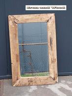 Stoere spiegel van oude eiken wagonplanken / sloophout 76x50, Ophalen, Minder dan 50 cm, Nieuw, Minder dan 100 cm