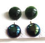 Vintage twee paar design glazen clips oorbellen., Ophalen of Verzenden, Zo goed als nieuw, Overige materialen