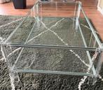 Te koop 2 glazen salontafels, Huis en Inrichting, Tafels | Salontafels, Ophalen, Gebruikt, 100 tot 150 cm, 50 tot 100 cm