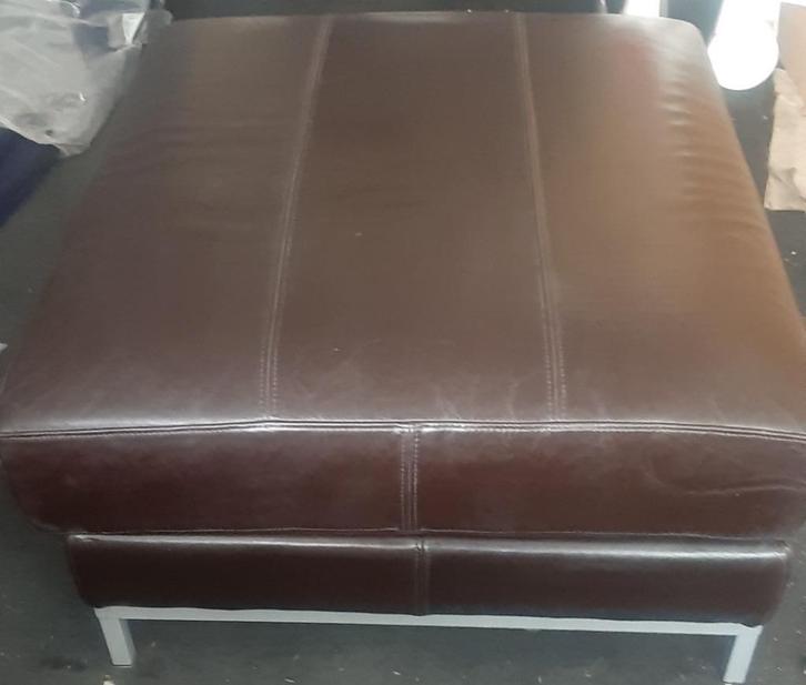 Kramfors Hocker Donker Bruin Leer, Huis en Inrichting, Banken | Voetenbanken en Poefen, Zo goed als nieuw, 75 tot 100 cm, 75 tot 100 cm