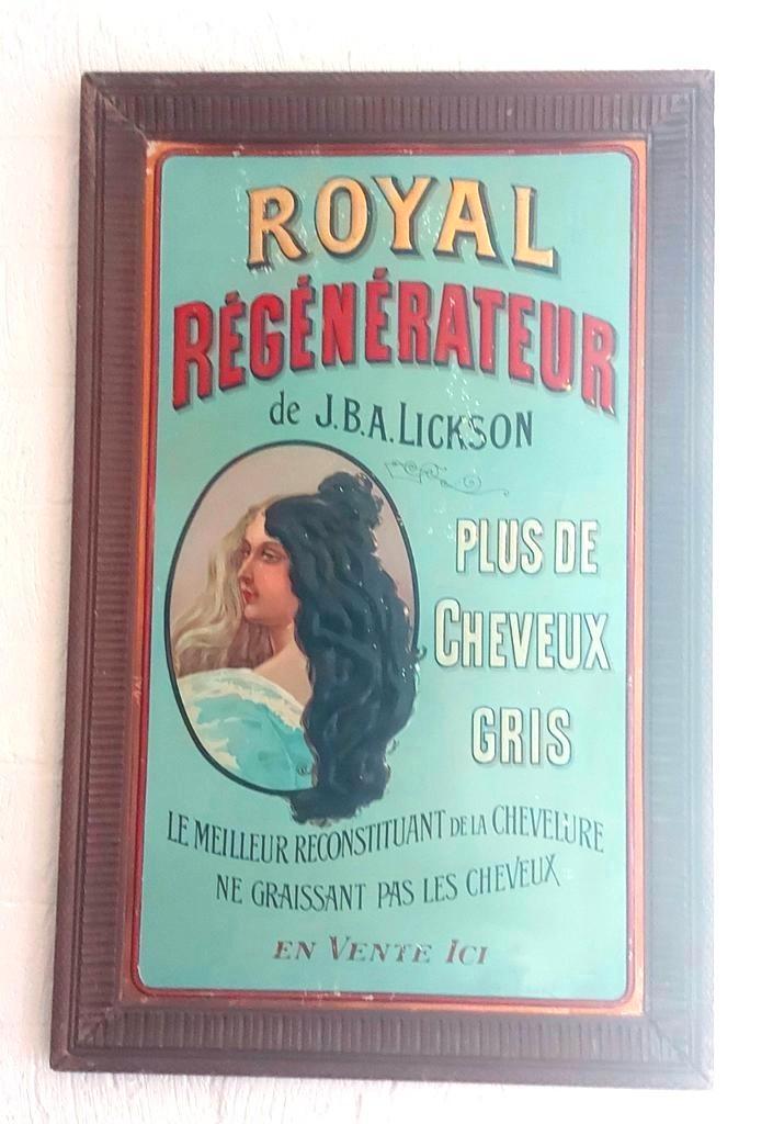 Antiek reclamebord blik in lijst ,barber,kapper,haar, 1910, Verzamelen, Merken en Reclamevoorwerpen, Gebruikt, Reclamebord, Ophalen of Verzenden