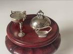 Zilveren Miniaturen, Kandelaar, Cloche ,Kookpot, Flessenmand, Ophalen of Verzenden, Zilver