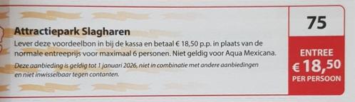 Attractiepark Slagharen entree € 18,50 p.p., Tickets en Kaartjes, Recreatie | Pretparken en Attractieparken, Drie personen of meer