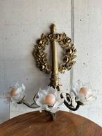 wandlamp met rozenkrans & bloemglazen – vintage appliqué, Ophalen of Verzenden