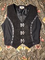 Vintage zwarte suède gilet met studs en metalen sluitingen, Zwart, Ophalen of Verzenden, Zo goed als nieuw, Vintage