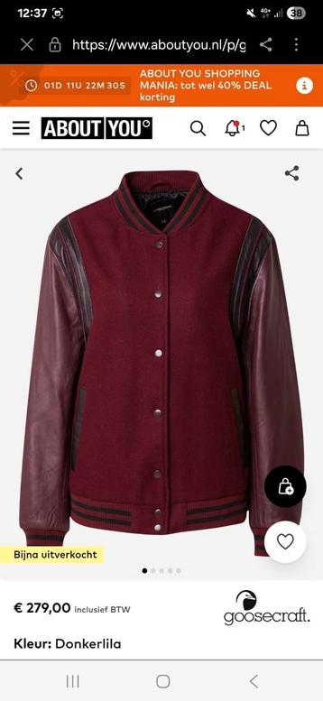 Goosecraft leren jas Burgundy/Bordeaux  maat 36 beschikbaar voor biedingen