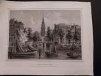 Amsterdam.gezicht van de Amstel op de zuiderkerk, Antiek en Kunst, Kunst | Etsen en Gravures, Ophalen of Verzenden