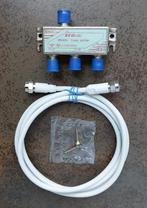 Splitter, 3 way, F connectors, inclusief aansluitkabel, Ophalen of Verzenden, Zo goed als nieuw, Toebehoren
