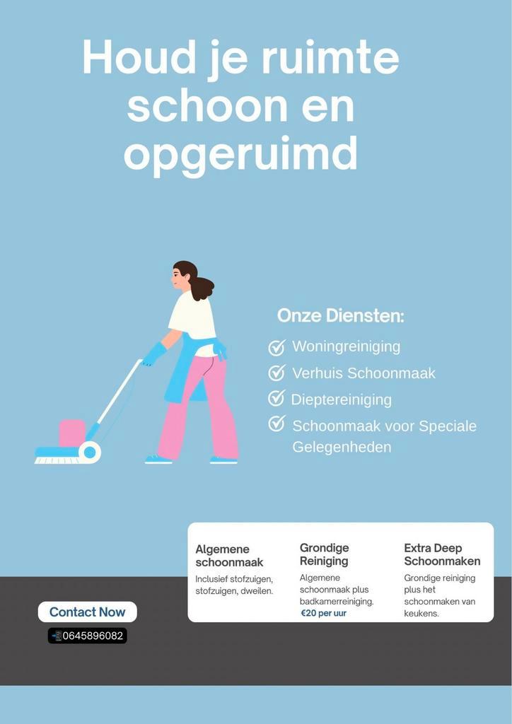 Schoonmaakster in Zaandam, Vacatures, Vacatures | Schoonmaak en Facilitaire diensten, Overige niveaus, Vanaf 3 jaar, Overige vormen