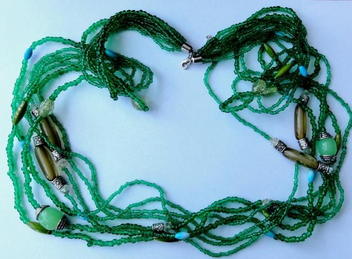 Vintage Prachtige Murano glas kralen ketting lang, Sieraden, Tassen en Uiterlijk, Kettingen, Zo goed als nieuw, Overige materialen