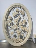 houten wandlijst met metalen bloemen, Ophalen