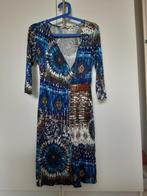 Blauw/bruin jurkje met overslageffect, maat S, Blauw, Ophalen of Verzenden, Knielengte, Maat 36 (S)