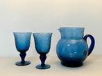 Mooie blauwe karaf met bijbehorende glazen, Glas of Glazen, Ophalen of Verzenden, Overige stijlen, Glas