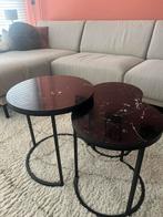 Zwart Wit gevlekte bijzettafels, Huis en Inrichting, 45 tot 60 cm, Minder dan 55 cm, Rond, Ophalen of Verzenden