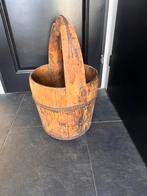 Antieke houten emmer, Ophalen, Zo goed als nieuw, Rond, Hout