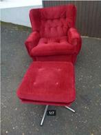 vintage fauteuil zetel relax + poef 60er jaren, Huis en Inrichting, Fauteuils, Ophalen, Metaal, 75 tot 100 cm, Zo goed als nieuw