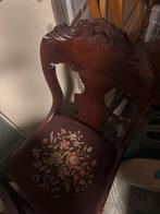 Antieke Stoel met Bloemmotief, Ophalen of Verzenden