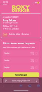 Roxy Dekker 4 kaarten 29 nov Avond Afas Live Amsterdam, Tickets en Kaartjes, Drie personen of meer, November