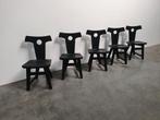 brutalist vintage eiken solid oak chairs 60s, Ophalen