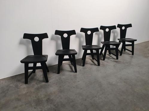 brutalist vintage eiken solid oak chairs 60s, Antiek en Kunst, Antiek | Meubels | Stoelen en Banken, Ophalen