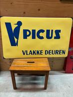 Emaille Reclamebord Picus Vlakke Deuren - Langcat, Antiek en Kunst, Ophalen of Verzenden