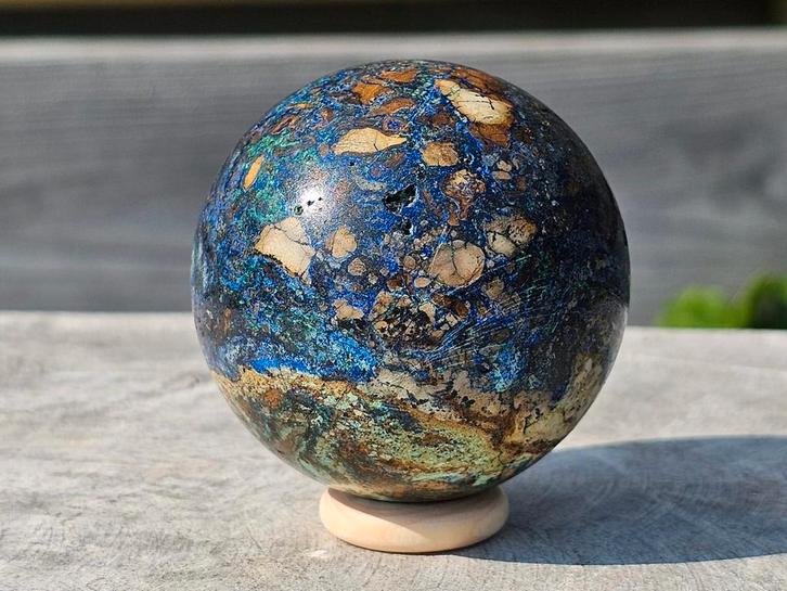 Prachtige azuriet bol 54 mm, Verzamelen, Mineralen en Fossielen, Ophalen of Verzenden