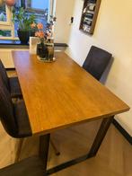 Eetkamertafel industrieel, Huis en Inrichting, Tafels | Eettafels, 100 tot 150 cm, Eikenhout, Zo goed als nieuw, Rechthoekig
