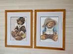 2 x  Kinderschilderijen van een teddybeer, Ophalen, Zo goed als nieuw