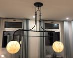 Antieke Art Deco lamp met 2 opalineglas bollen., Ophalen of Verzenden, Gebruikt