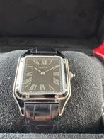 Cartier Santos Dumont Black Lacquer WSSA0046, Leer, Staal, Polshorloge, Zo goed als nieuw