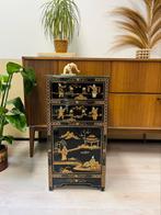 Prachtig vintage Aziatisch Chinees lak kastje goud decoratie, Ophalen, Zo goed als nieuw, 25 tot 50 cm, Minder dan 100 cm