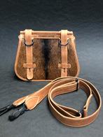 Leren crossbody tas in cognac kleur met vachtje cogn, Ophalen of Verzenden, Nieuw, Bruin