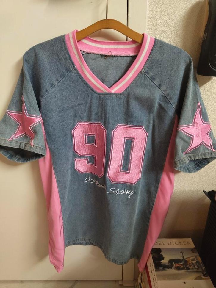 Denim Jersey Shirt - M, Kleding | Dames, T-shirts, Ophalen of Verzenden