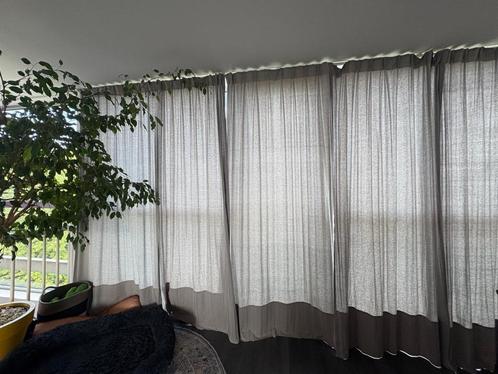 Gordijnen, Huis en Inrichting, Stoffering | Gordijnen en Lamellen, Gebruikt, 200 cm of meer, 200 cm of meer, Grijs, Blauw, Ophalen
