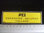 sticker PZ logo Piet Zweegers geldrop holland, Verzamelen, Verzenden, Zo goed als nieuw, Bedrijf of Vereniging
