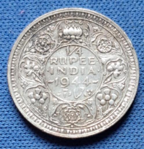 Brits-Indië ¼ rupee 1944 Km 547 AA28, Postzegels en Munten, Munten | Azië, Losse munt, Zuid-Azië, Zilver, Verzenden