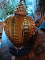 Vintage Swag Lamp Amberkleurig Glas & Goud, Antiek en Kunst, Antiek | Lampen, Ophalen of Verzenden