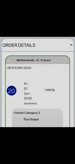 1 ticket voor Nederland Frankrijk op 21 juni categorie 2, Tickets en Kaartjes, Juni, Losse kaart, Nederlands elftal, Eén persoon