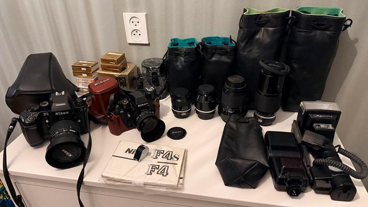 Nikon F3 & F4 Camera Set met 7 Lenzen, Audio, Tv en Foto, Fotocamera's Analoog, Gebruikt, Spiegelreflex, Nikon, Ophalen