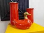 set rood met goud keramiek Italy design jaren 70 retro, Gebruikt, Aardewerk of Porselein, ?, Minder dan 50 cm