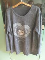Made in Italy mooi grijze sweater met glitter hart. maat XXL, Made in Italy, Maat 46/48 (XL) of groter, Ophalen of Verzenden, Lange mouw