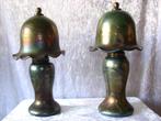 2 Prachtige Aparte Mondgeblazen Schemerlamp - Iriserend Glas, Antiek en Kunst, Antiek | Glas en Kristal, Ophalen