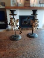 Vintage Engelen Kandelaars, Ophalen of Verzenden, Gebruikt